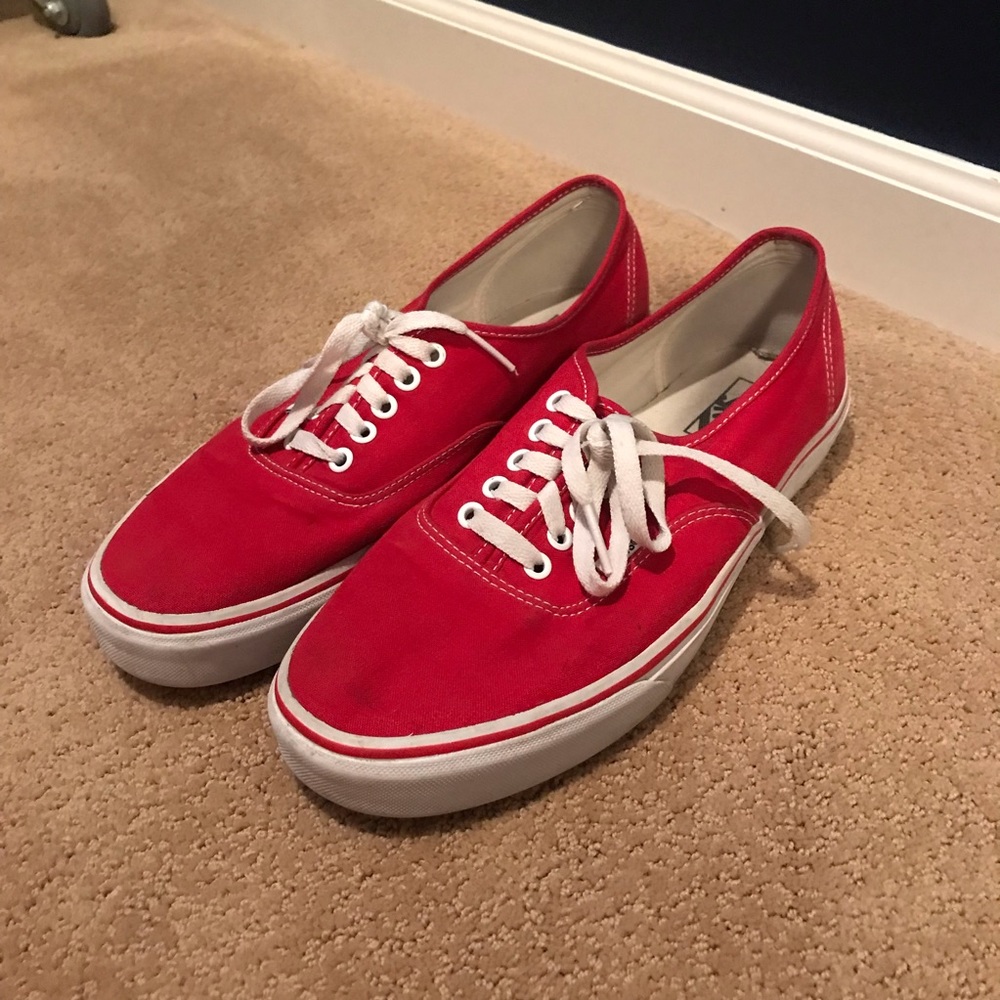 RED VANS men’s 10.5 womens 12